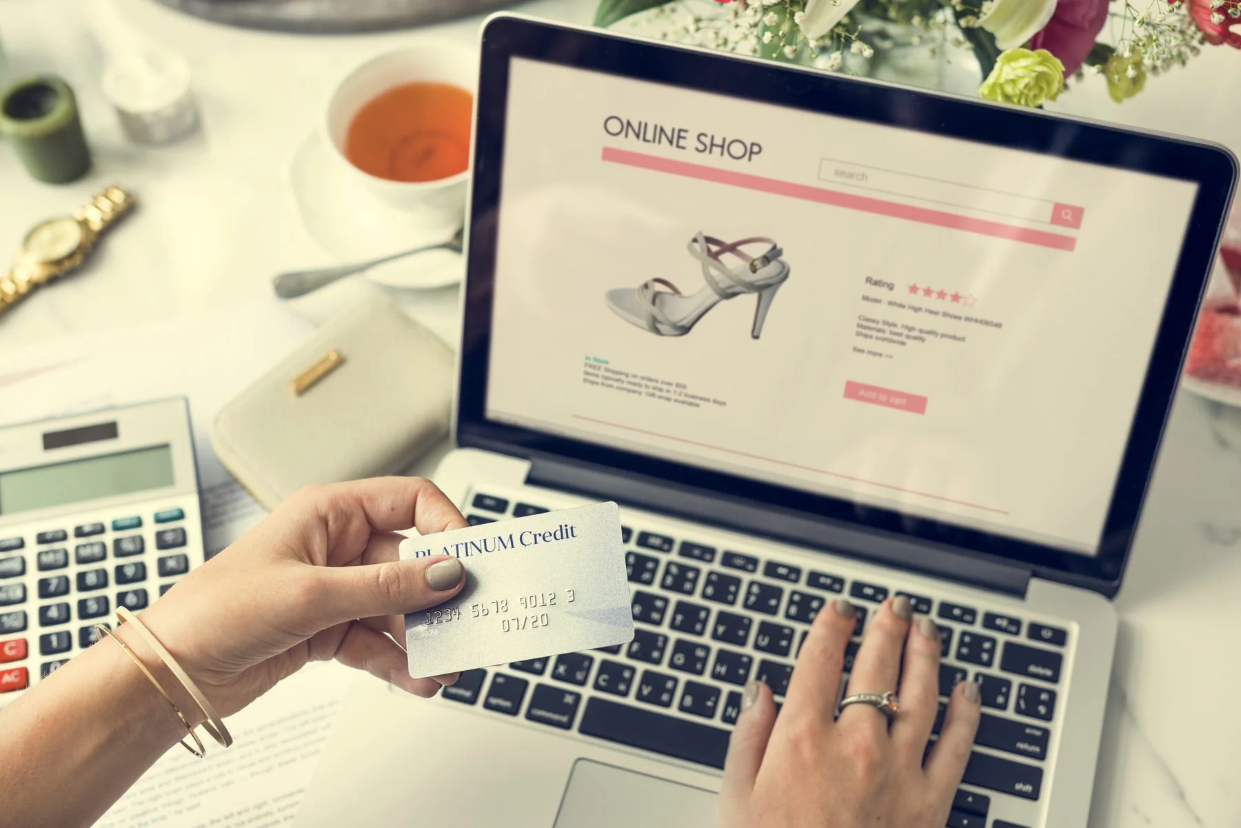 Shopping on an online store from a laptop